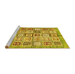 Sideview of Machine Washable Abstract Yellow Modern Rug, wshabs340yw