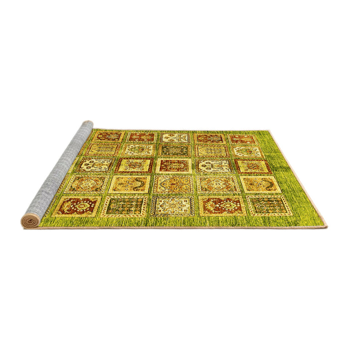 Sideview of Machine Washable Abstract Yellow Modern Rug, wshabs340yw