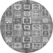 Round Machine Washable Abstract Gray Modern Rug, wshabs340gry