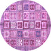 Round Machine Washable Abstract Purple Modern Area Rugs, wshabs340pur