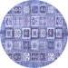 Round Machine Washable Abstract Blue Modern Rug, wshabs340blu