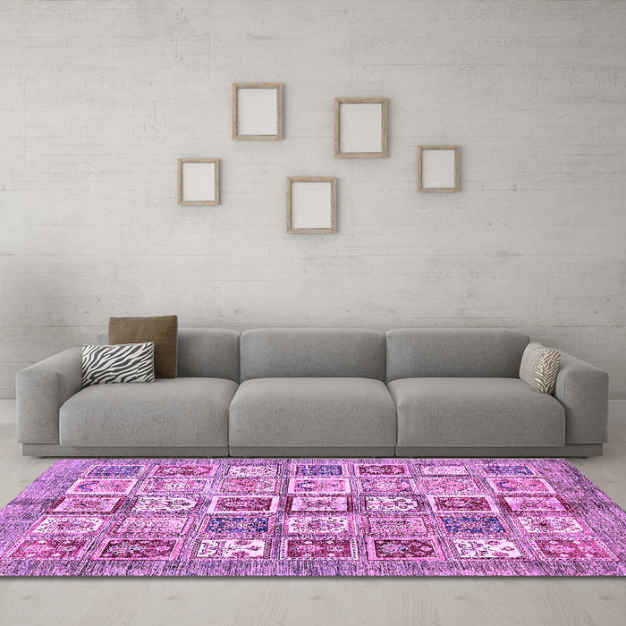 Machine Washable Abstract Purple Modern Area Rugs in a Living Room, wshabs340pur