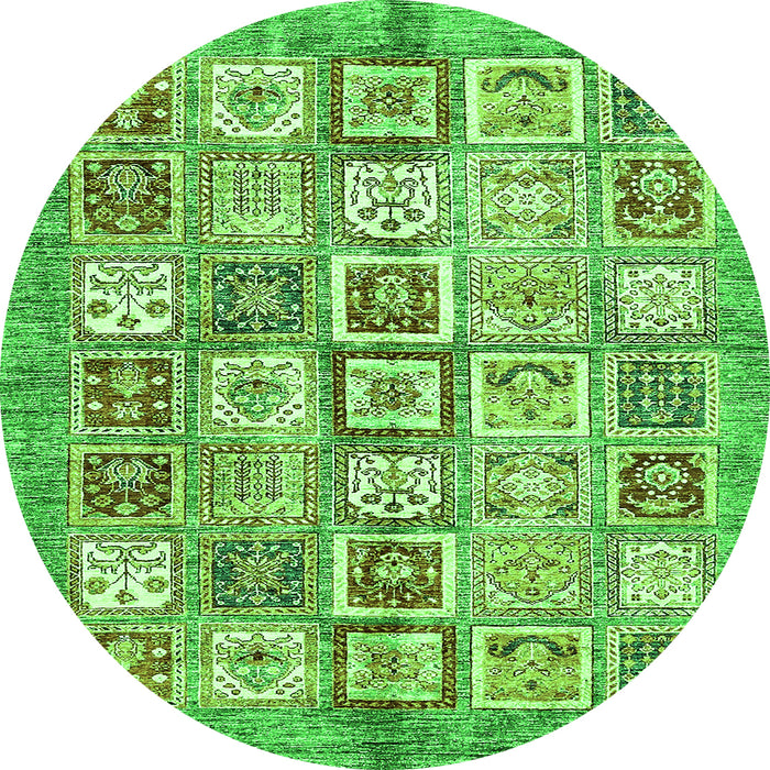 Round Abstract Green Modern Rug, abs340grn