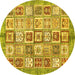 Round Machine Washable Abstract Yellow Modern Rug, wshabs340yw