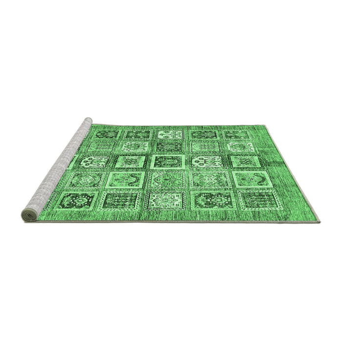 Sideview of Machine Washable Abstract Emerald Green Modern Area Rugs, wshabs340emgrn
