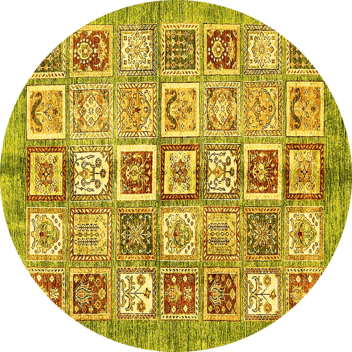 Round Abstract Yellow Modern Rug, abs340yw