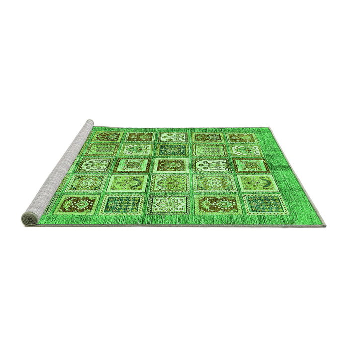 Sideview of Machine Washable Abstract Green Modern Area Rugs, wshabs340grn