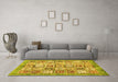 Machine Washable Abstract Yellow Modern Rug in a Living Room, wshabs340yw