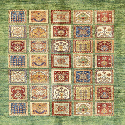 Square Abstract Saddle Brown Modern Rug, abs340
