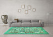 Machine Washable Abstract Turquoise Modern Area Rugs in a Living Room,, wshabs340turq