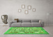 Machine Washable Abstract Green Modern Area Rugs in a Living Room,, wshabs340grn