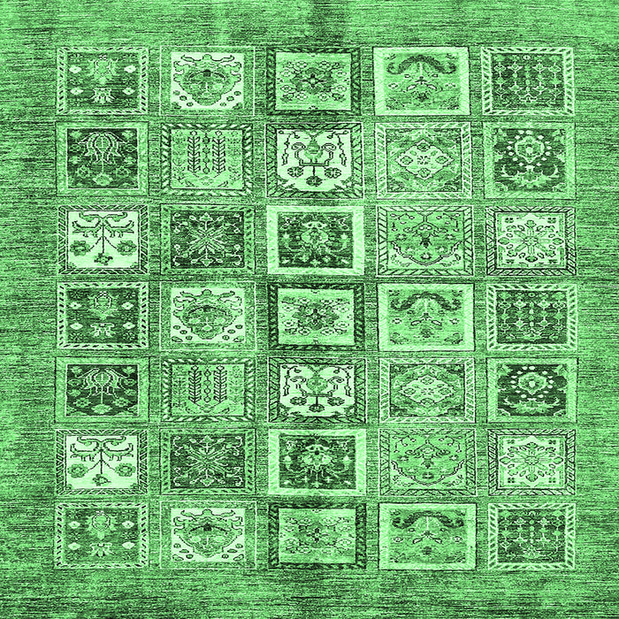 Square Abstract Emerald Green Modern Rug, abs340emgrn