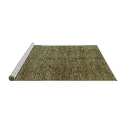 Sideview of Machine Washable Abstract Turquoise Modern Area Rugs, wshabs3410turq