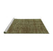 Sideview of Machine Washable Abstract Turquoise Modern Area Rugs, wshabs3410turq