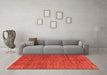 Machine Washable Abstract Orange Modern Area Rugs in a Living Room, wshabs3410org