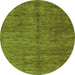 Round Machine Washable Abstract Green Modern Area Rugs, wshabs3410grn