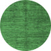 Round Machine Washable Abstract Emerald Green Modern Area Rugs, wshabs3410emgrn