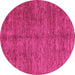 Round Machine Washable Abstract Pink Modern Rug, wshabs3410pnk