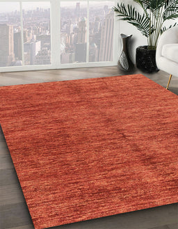 Machine Washable Abstract Orange Red Rug in a Family Room, wshabs3410