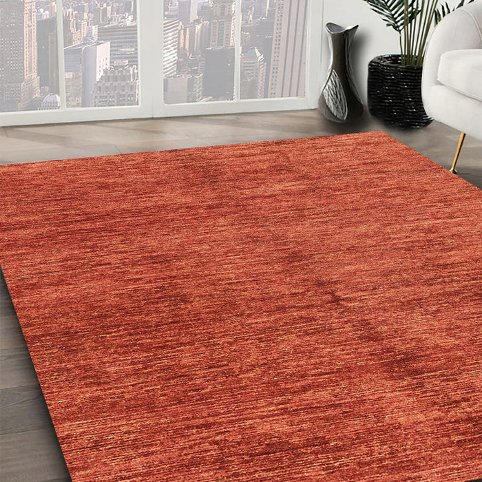 Machine Washable Abstract Orange Red Rug in a Family Room, wshabs3410