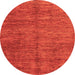 Round Machine Washable Abstract Orange Modern Area Rugs, wshabs3410org