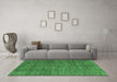 Machine Washable Abstract Emerald Green Modern Area Rugs in a Living Room,, wshabs3410emgrn