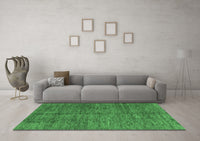 Machine Washable Abstract Emerald Green Modern Rug, wshabs3410emgrn