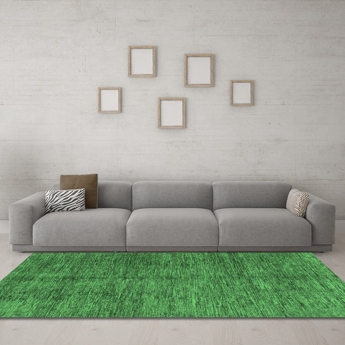 Machine Washable Abstract Emerald Green Modern Area Rugs in a Living Room,, wshabs3410emgrn