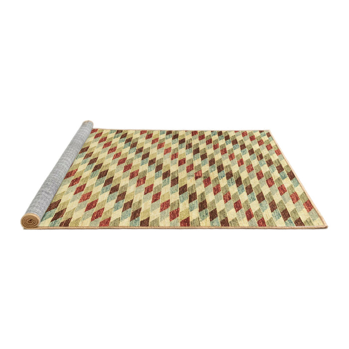 Sideview of Machine Washable Abstract Brown Gold Rug, wshabs3411