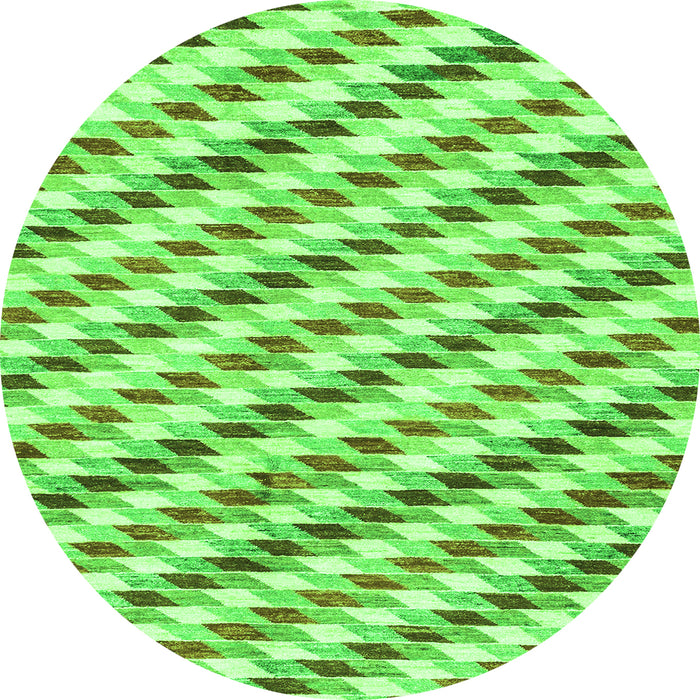 Round Machine Washable Solid Green Modern Area Rugs, wshabs3411grn