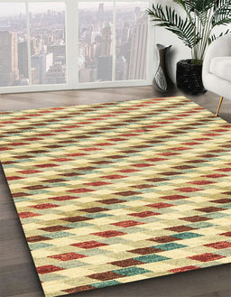 Abstract Brown Gold Solid Rug in Family Room, abs3411