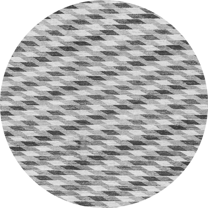 Round Machine Washable Solid Gray Modern Rug, wshabs3411gry