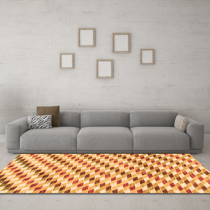 Machine Washable Solid Orange Modern Area Rugs in a Living Room, wshabs3411org