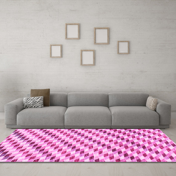 Machine Washable Solid Pink Modern Rug in a Living Room, wshabs3411pnk