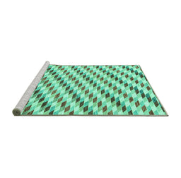 Sideview of Machine Washable Solid Turquoise Modern Area Rugs, wshabs3411turq