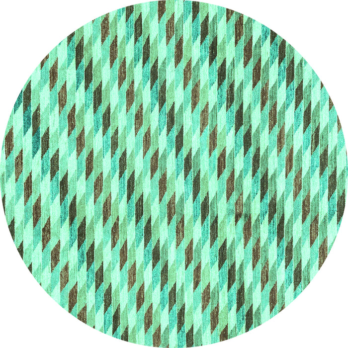 Round Machine Washable Solid Turquoise Modern Area Rugs, wshabs3411turq