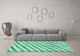 Machine Washable Solid Turquoise Modern Area Rugs in a Living Room,, wshabs3411turq