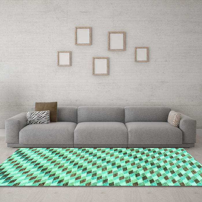 Machine Washable Solid Turquoise Modern Area Rugs in a Living Room,, wshabs3411turq
