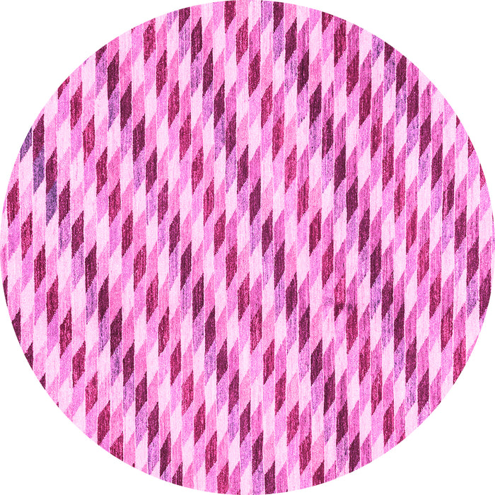 Round Machine Washable Solid Pink Modern Rug, wshabs3411pnk
