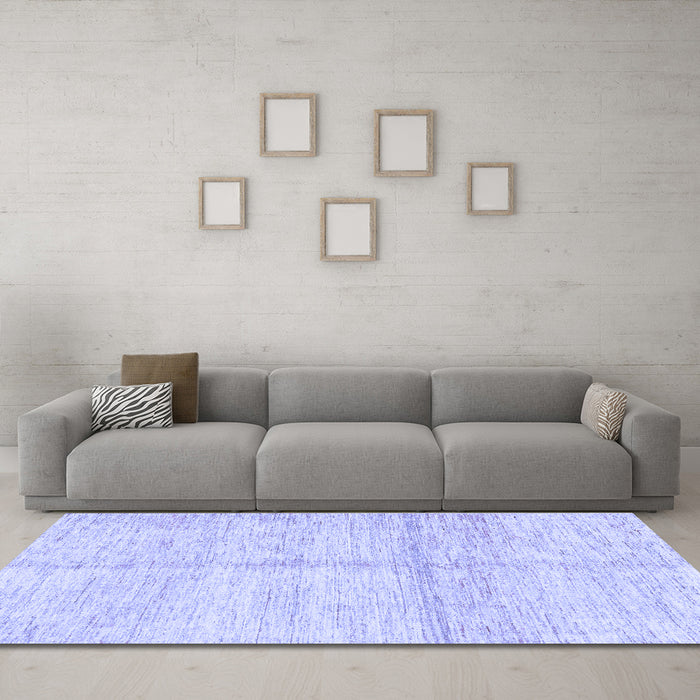 Machine Washable Solid Blue Modern Rug in a Living Room, wshabs3412blu