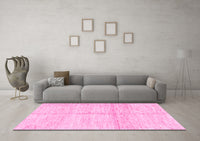 Machine Washable Solid Pink Modern Rug, wshabs3412pnk