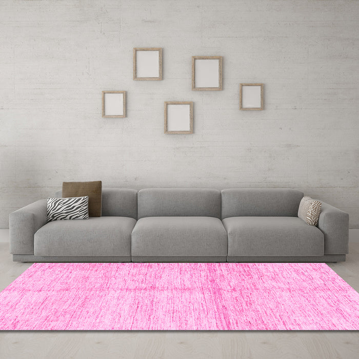 Machine Washable Solid Pink Modern Rug in a Living Room, wshabs3412pnk