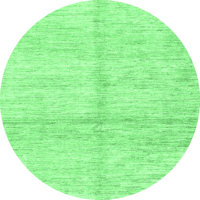 Round Machine Washable Solid Emerald Green Modern Area Rugs, wshabs3412emgrn