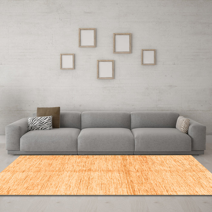 Machine Washable Solid Orange Modern Area Rugs in a Living Room, wshabs3412org