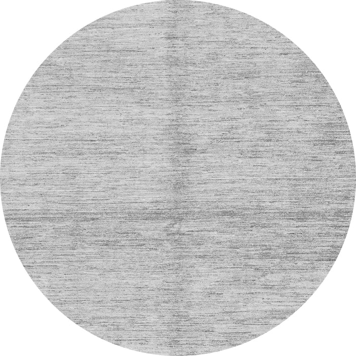Round Machine Washable Solid Gray Modern Rug, wshabs3412gry