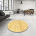 Round Machine Washable Abstract Yellow Rug in a Office, wshabs3412