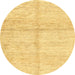 Round Machine Washable Abstract Yellow Rug, wshabs3412