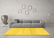 Machine Washable Solid Yellow Modern Rug in a Living Room, wshabs3412yw