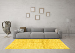 Machine Washable Solid Yellow Modern Rug in a Living Room, wshabs3412yw
