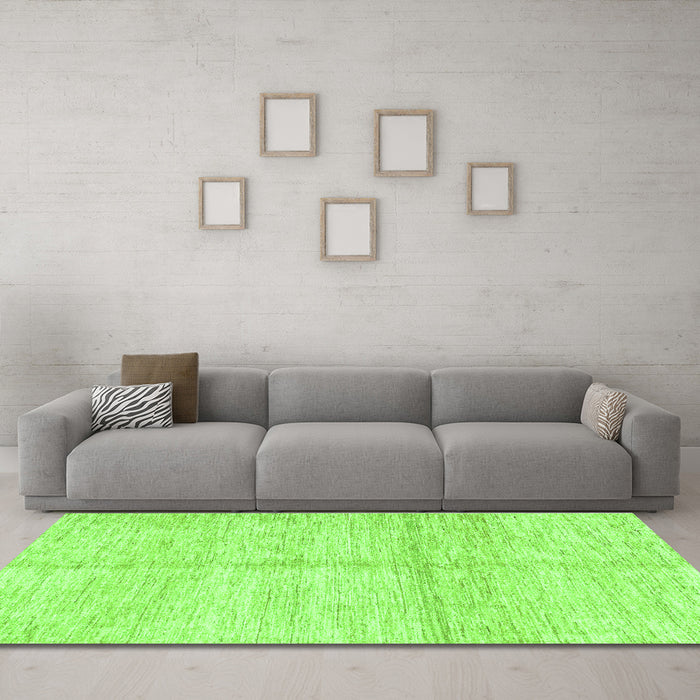 Machine Washable Solid Green Modern Area Rugs in a Living Room,, wshabs3412grn